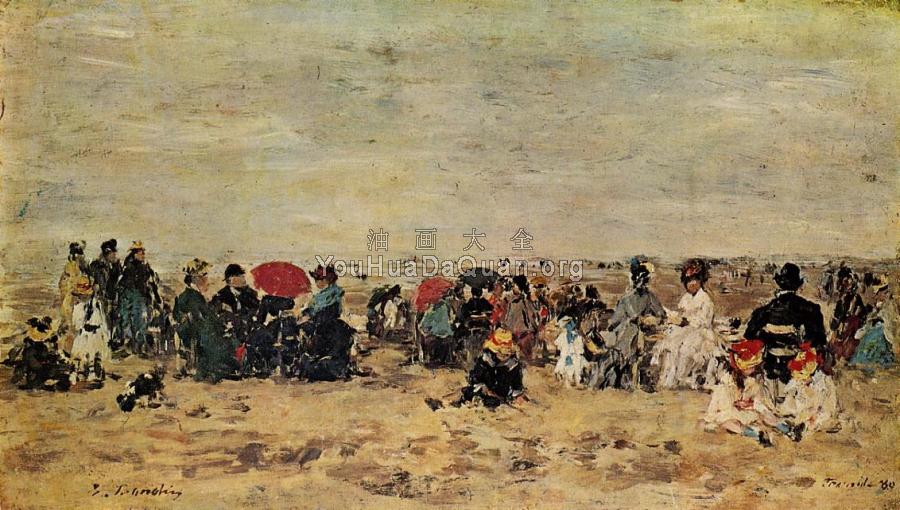 The Beach at Trouville - 尤金·布丹